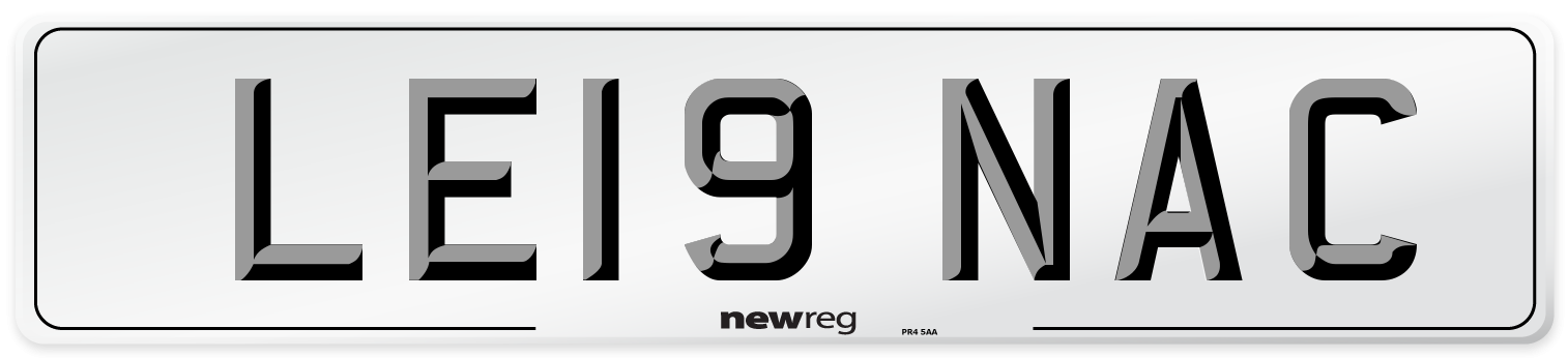 LE19 NAC Number Plate from New Reg